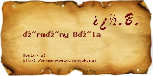 Örmény Béla névjegykártya
